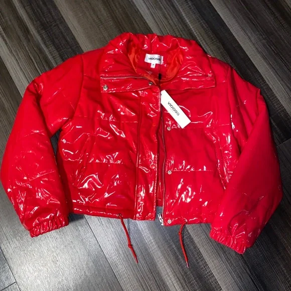 Vigoss Glossy Red Puffer Jacket - Picture 3 of 9